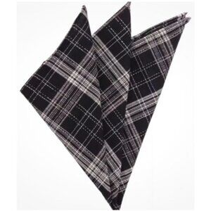 NEW 1670 Mens Black/White Striped Pocket Square Handkerchief 100% Cotton